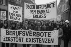 Protest gegen den Radikalenerlass 1972 – Demonstration gegen politische Verfolgung und Berufsverbote in der BRD