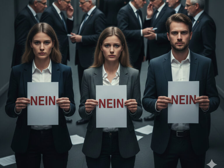 Politische Verfolgung in Deutschland 4 Junge Abgeordnete demonstrieren mit "Nein-Schild" - Repression gegen die Junge Union
