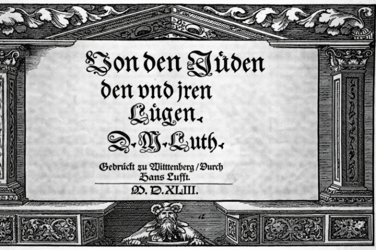 Martin Luther Juden: Titelseite von Martin Luthers "Von den Juden und ihren Lügen“ Wittenberg, 1543