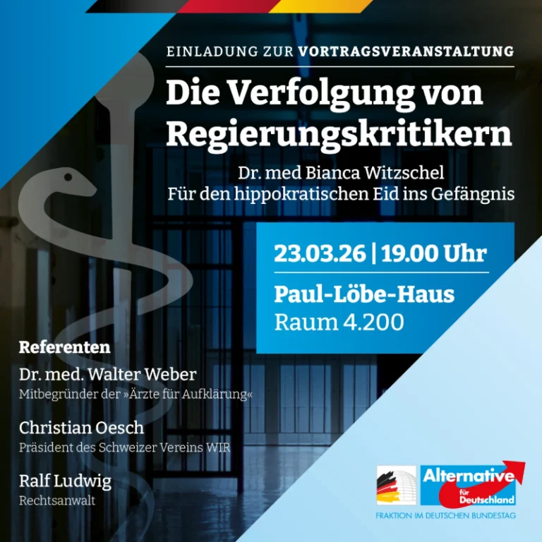 Flyer der AfD Veranstaltung "Die Verfolgung von Regierungskritikern"