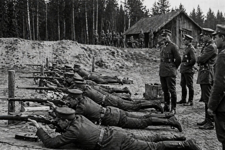 Schwarze Reichswehr: Paramilitärische Einheit der Schwarzen Reichswehr bei einer geheimen militärischen Übung in der Weimarer Republik