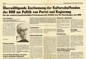 Beschwörungs und Empörungsaufrufe der Kulturschaffenden der DDR