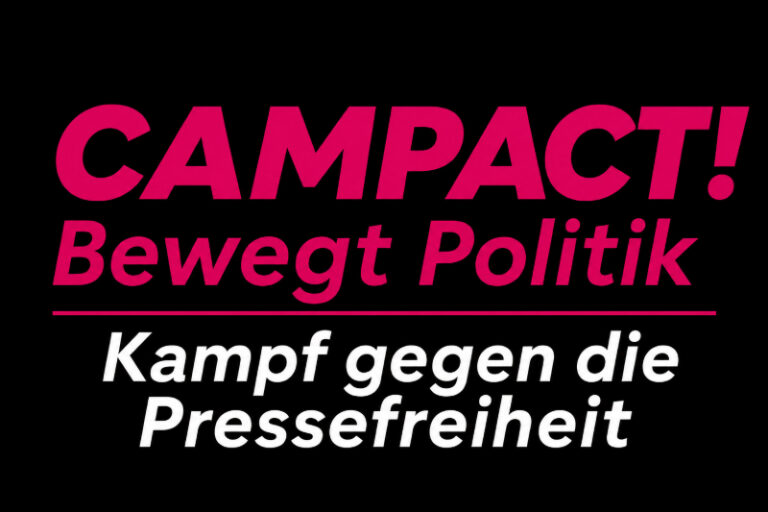 Campact-Logo mit Schriftzug "Gegen die Pressefreiheit"