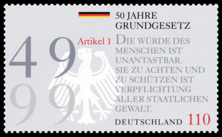 Wiedergabe auf einer Briefmarke 1999: 50 Jahre Grundgesetz