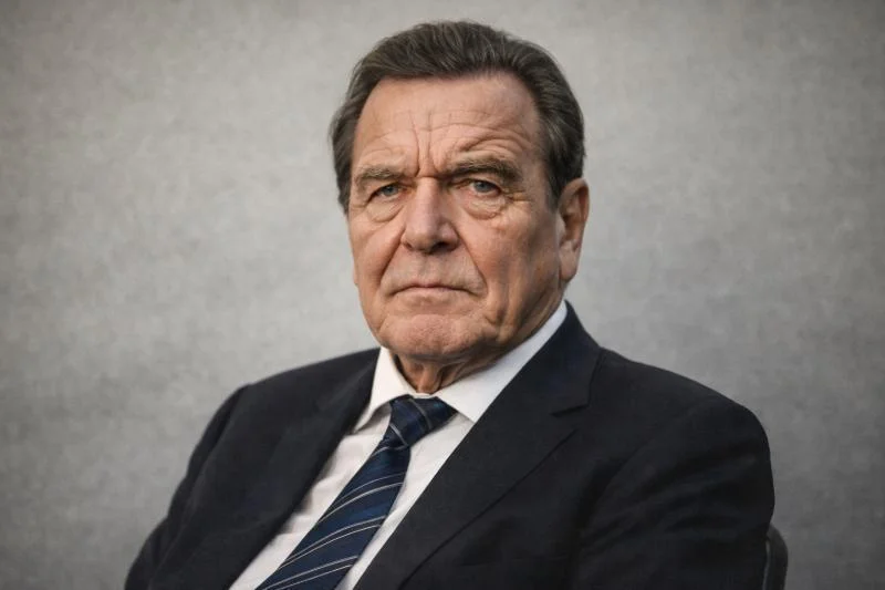 „Zensurnetzwerke wie die Stasi!“ – Portrait-Bild von Gerhard Schröder (KI-generiert)