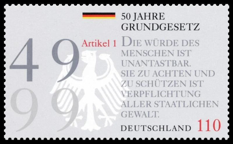 Bundeszwang gegen AfD-Regierung: Führende Unions-Politiker drohen Sachsen-Anhalt - ohne Anlass 1 Wiedergabe auf einer Briefmarke 1999: 50 Jahre Grundgesetz